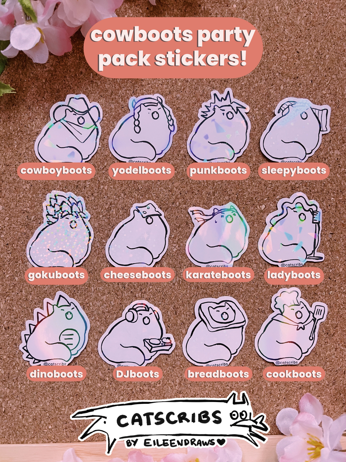 ✨🤠 cowboots party sticker pack! 🐱✨